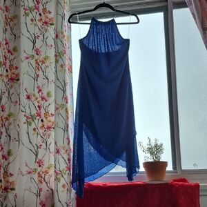 Chic Asymmetrical Multi-layered Blue Dress